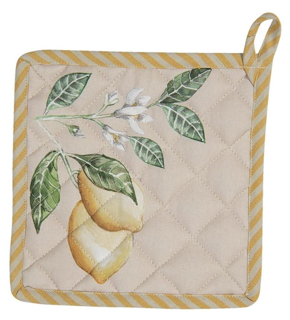 Clayre & Eef Topflappen 20x20 cm Beige Gelb Baumwolle Produktbild 