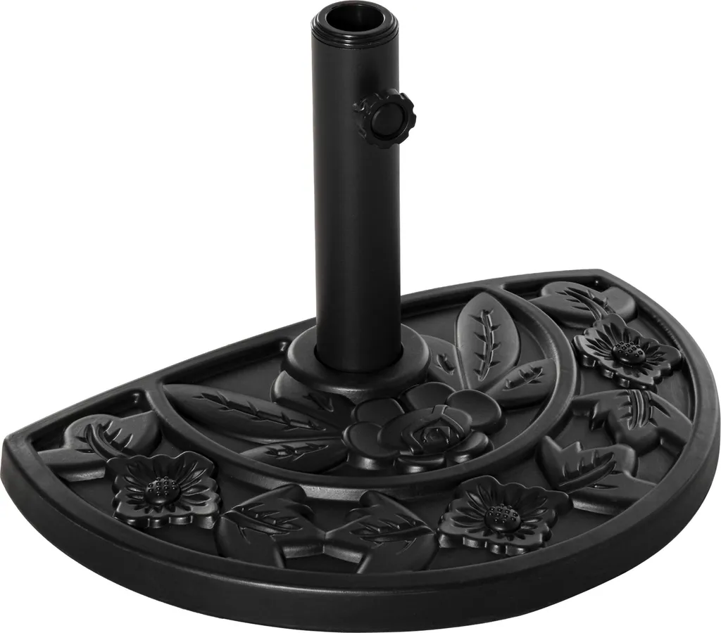 Pied de demi-parasol Outsunny en HDPE et ciment noir pour mât 38-48 mm