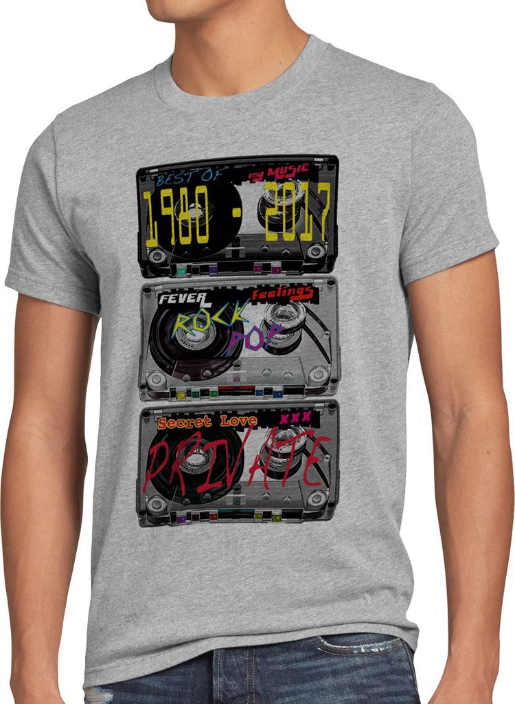 style3 Disco Tape T-Shirt Herren, Größe:5XL, Farbe:Grau meliert