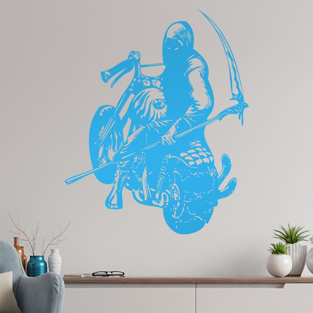 Biker - der Tod Wandtattoo in 6 Größen - Wandaufkleber Wall Sticker - Dekoration, Küche, Wohnzimmer, Schlafzimmer, Badezimmer