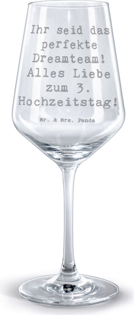 Mr. & Mrs. Panda Kelch Spruch 3. Hochzeitstag Lederhochzeit Dreamteam - Transparent - Geschenk, Geschenke, Heiraten, wein glas, Burgunderglas, Erin...