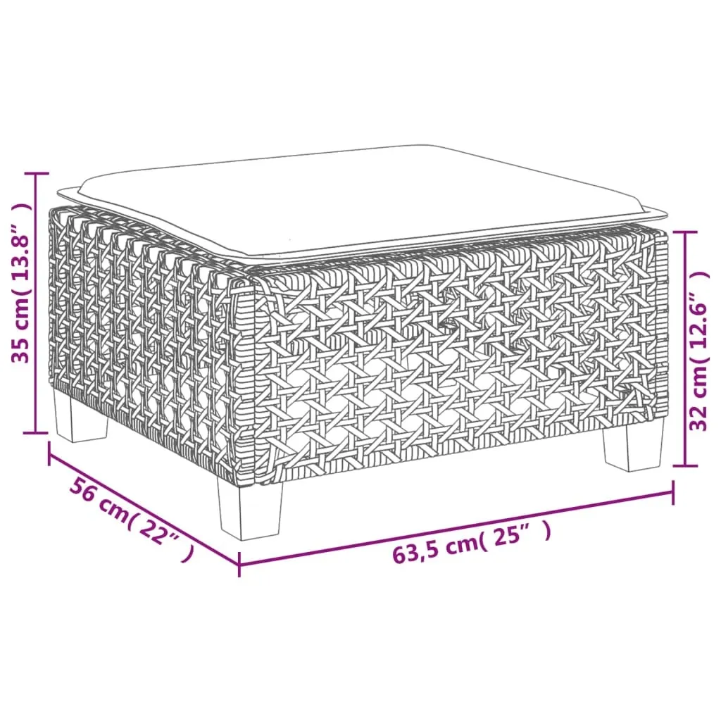 Sgabello Garden Lounge Grigio in Poly Rattan - Comfort e Stile - 8