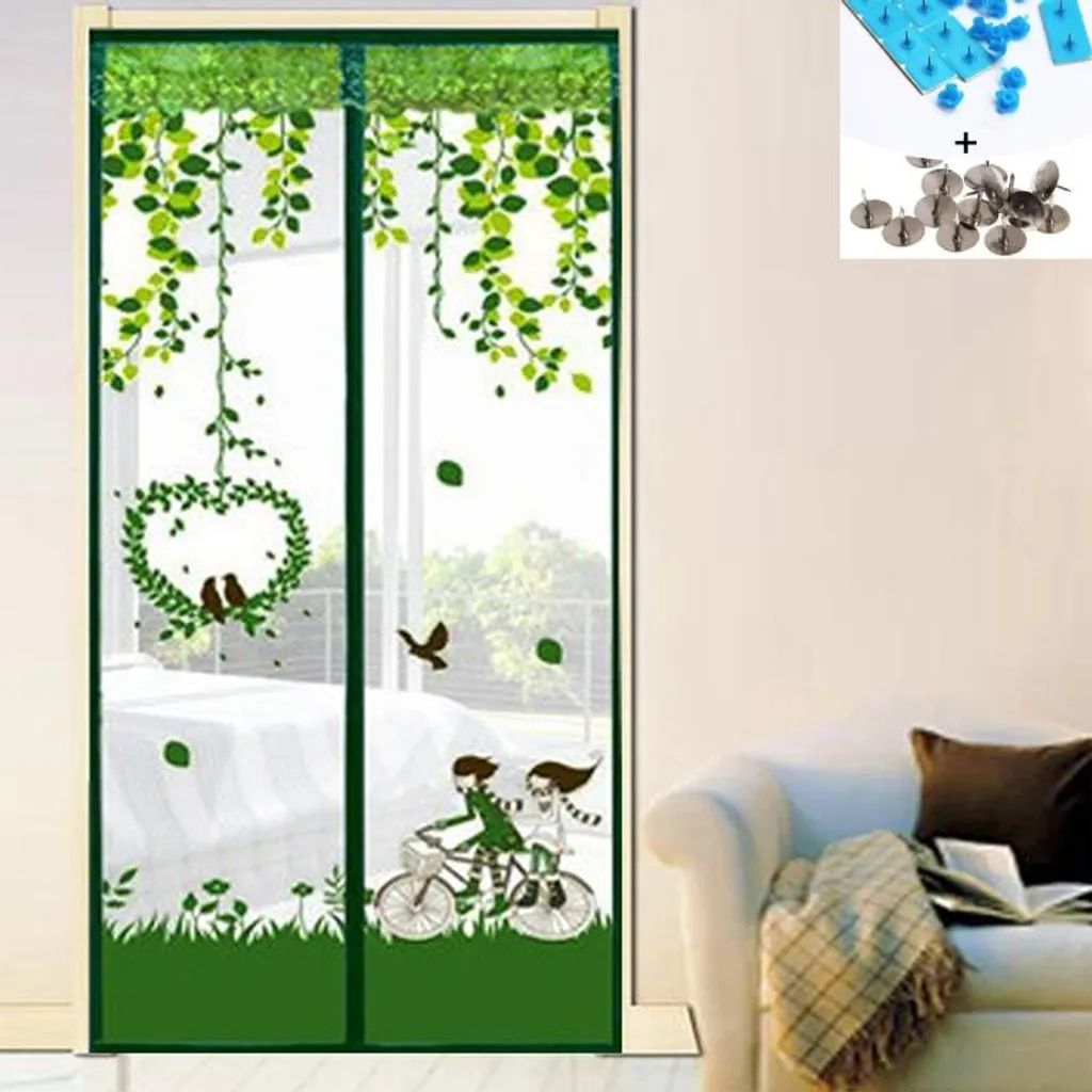 Magnetisches Fliegengitter, 100 x 210 cm, waschbar, Insektenschutz für Balkontür, Terrassentür, Schiebetür, Holz-, Eisen-, Aluminiumtüren (gr...