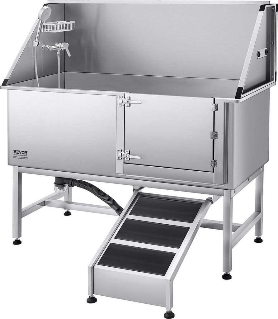 157,5 cm Hundepflege-Badewanne aus Edelstahl mit Rampe und Wasserfilter