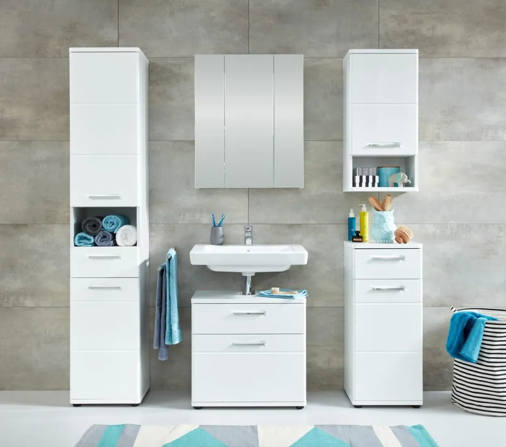 Support de Lavabo Blanc Mat 60cm - Structure Renforcée et Gain de Place - 4