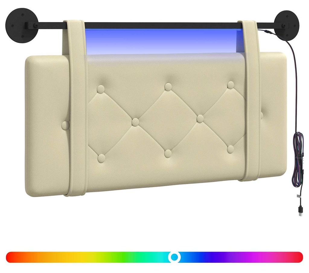 Hängendes Kopfteil Mit LED Licht Creme Kunstleder