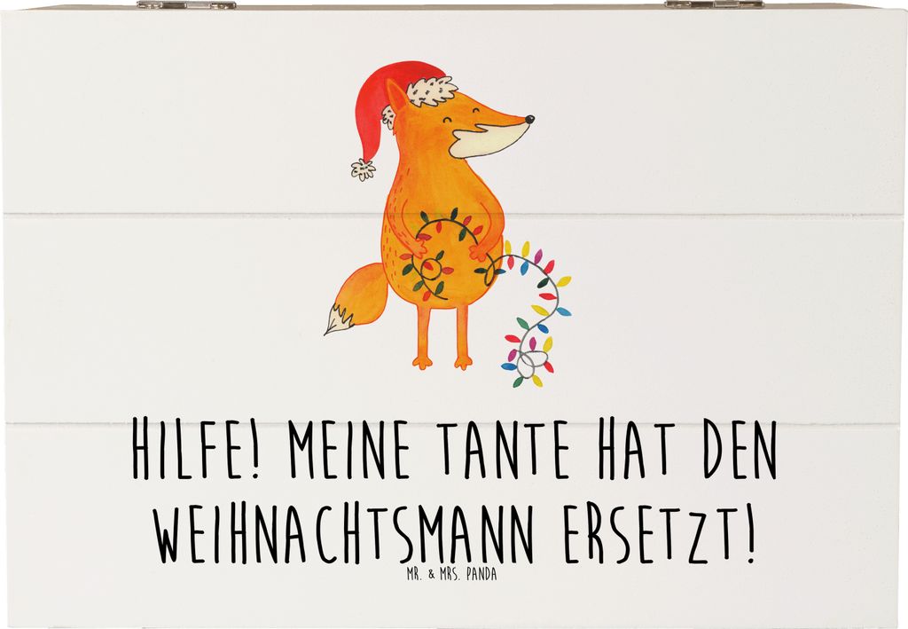 Mr. & Mrs. Panda Box Tante Weihnachten 22 x 15 cm - Weiß - Geschenk, Geschenkbox, Holzkiste, Verwandtschaft, schatztruhe, geschenkkiste, Handarbei...