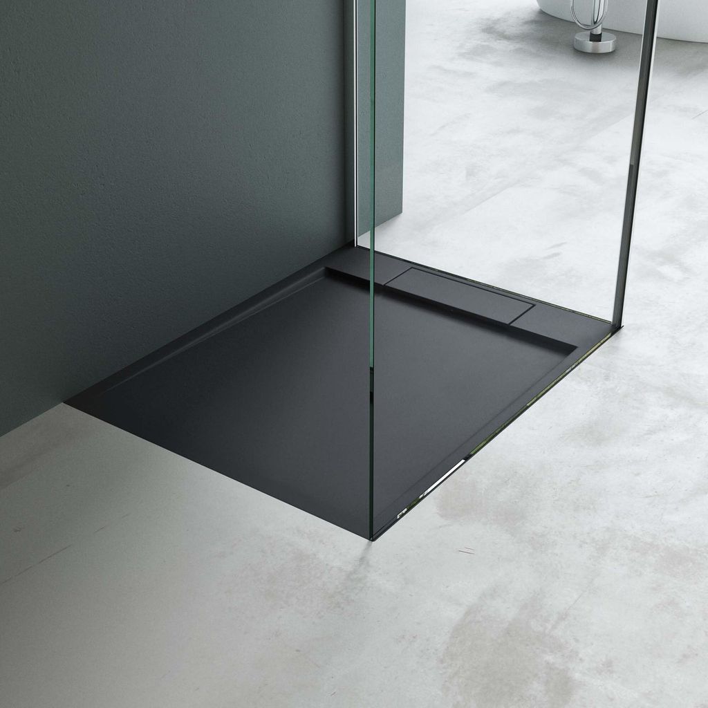 Mai & Mai Duschwanne Duschtasse aus Mineralguss BxTxH: 80x100x4cm Mineralgusswanne Anthrazit Matt Geoma04