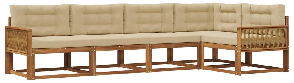 vidaXL Outdoor-Sofagarnitur 5 pcs Natur und Beige