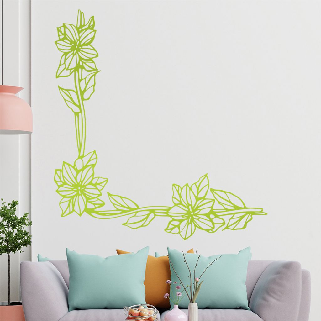 Blumen - Ranken Wandtattoo in 6 Größen - Wandaufkleber Wall Sticker - Dekoration, Küche, Wohnzimmer, Schlafzimmer, Badezimmer