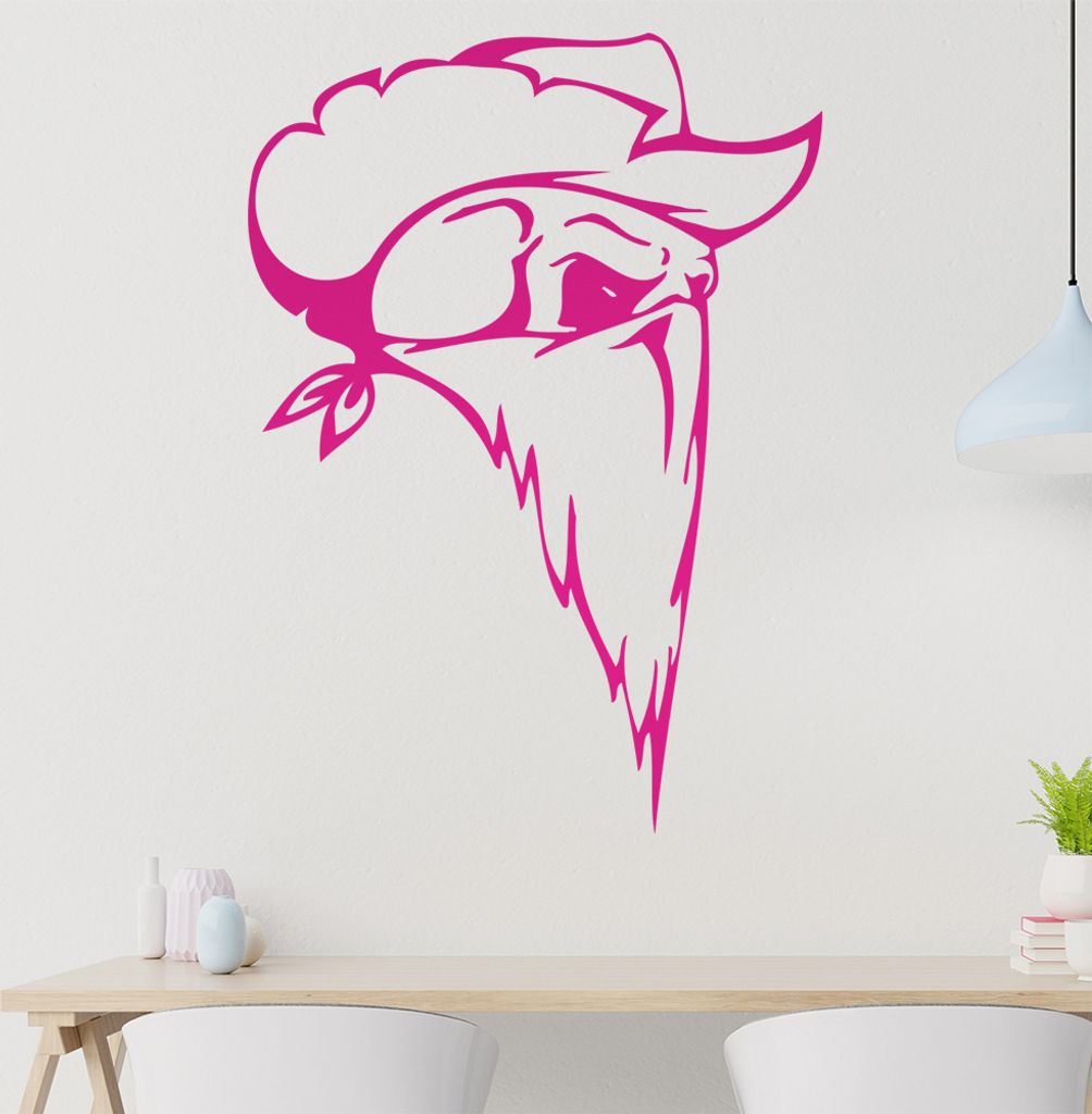 Western Schädel Wandtattoo in 6 Größen - Wandaufkleber Wall Sticker - Dekoration, Küche, Wohnzimmer, Schlafzimmer, Badezimmer