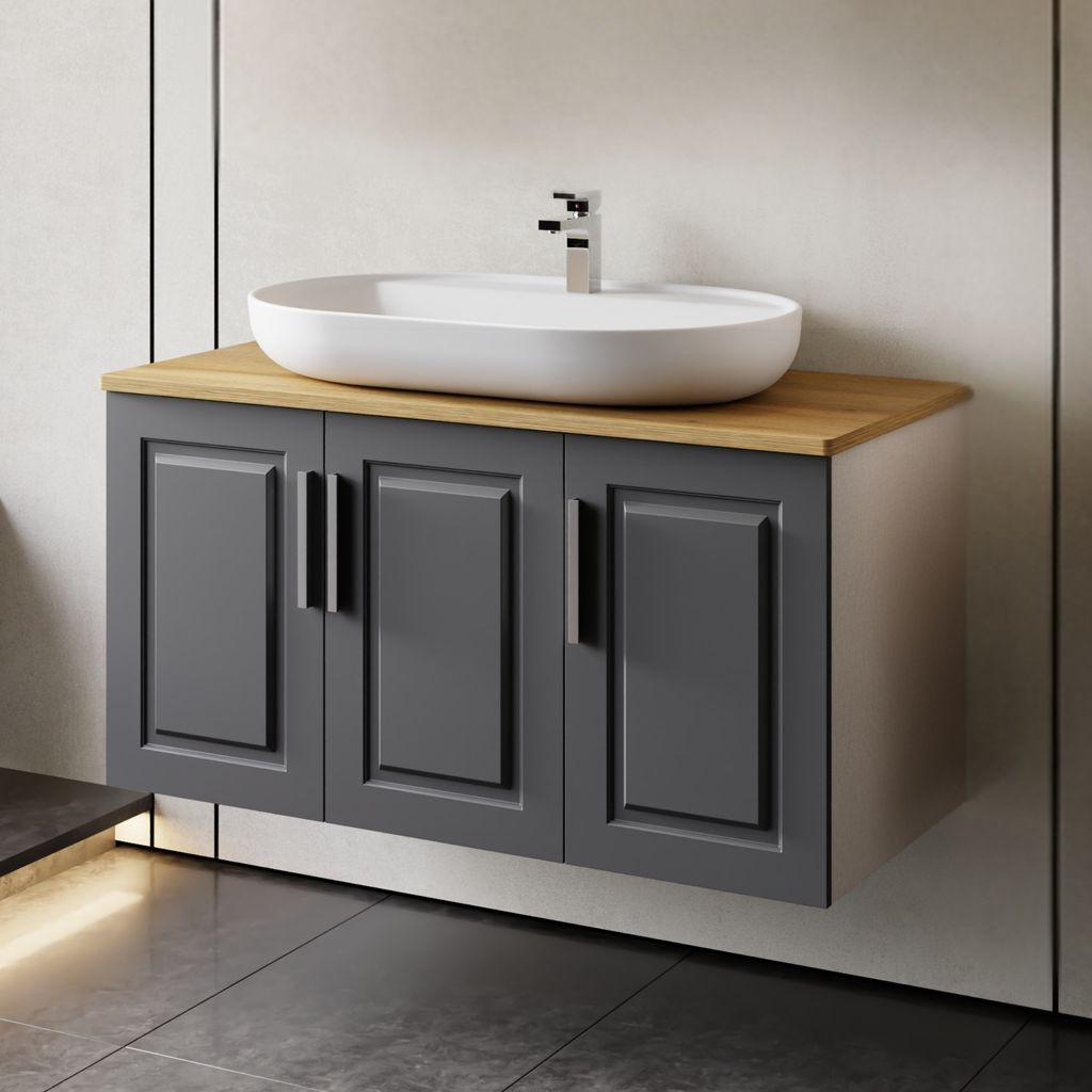 Waschtisch Set Arin | Waschbecken mit Unterschrank 100 cm | Konsolenwaschtisch