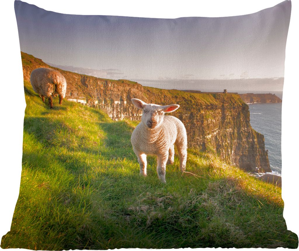MuchoWow Zierkissen Sofakissen Wohnzimmer Dekokissen 40x40 cm Schafe - Natur - Irland - Foto Kissen - Schlafzimmer Dekoration
