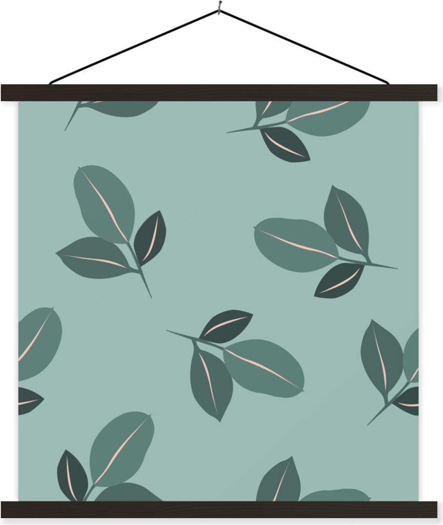 MuchoWow Textilposter Sommer - Pflanzen - Türkis 60x60 cm mit schwarzem Rahmen - Posteraufhänger