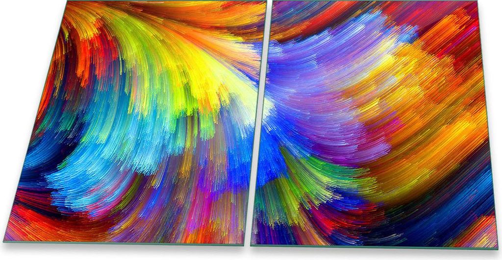 Herdabdeckplatte Glaskeramik 2-Teilig 2x40x52 Abstrakt Bunt Abdeckung Spritzschutz