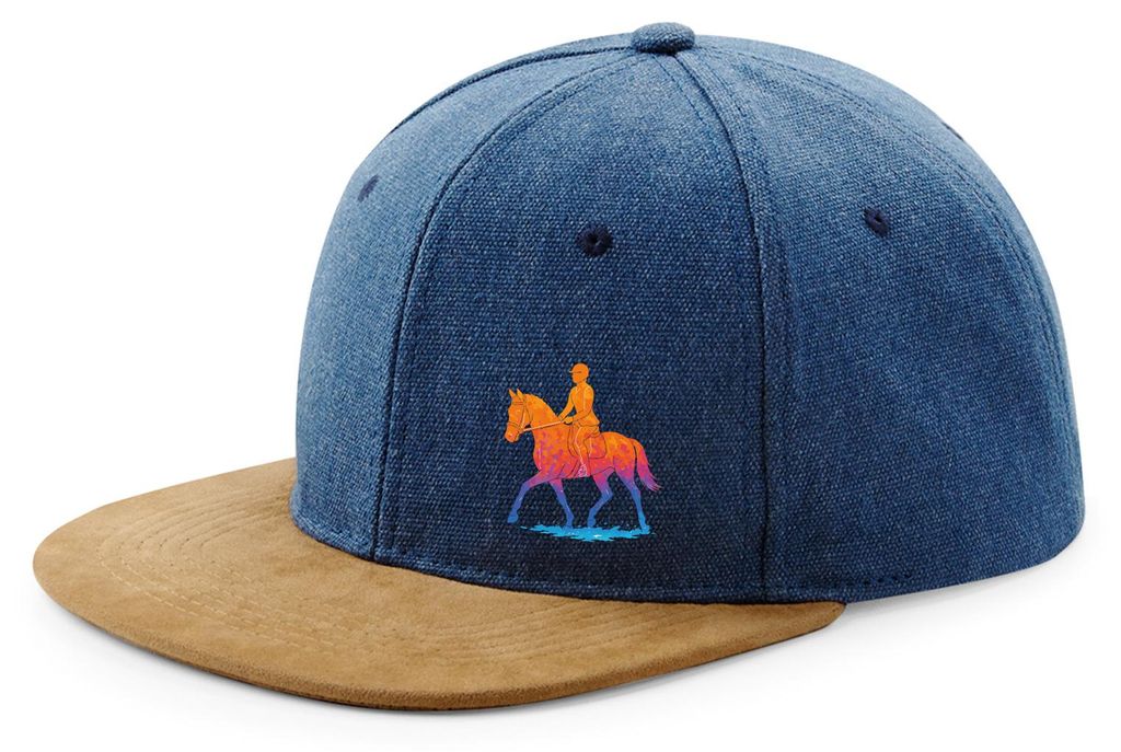 Huuraa Cappy Mütze Reiten bunte Silhouette Denim Baumwolle und Polyester Snapback Kappe Geschenkidee