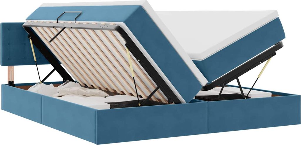 Aufbewahrungsbett mit Matratze Dunkelblau 100 x 200 cm