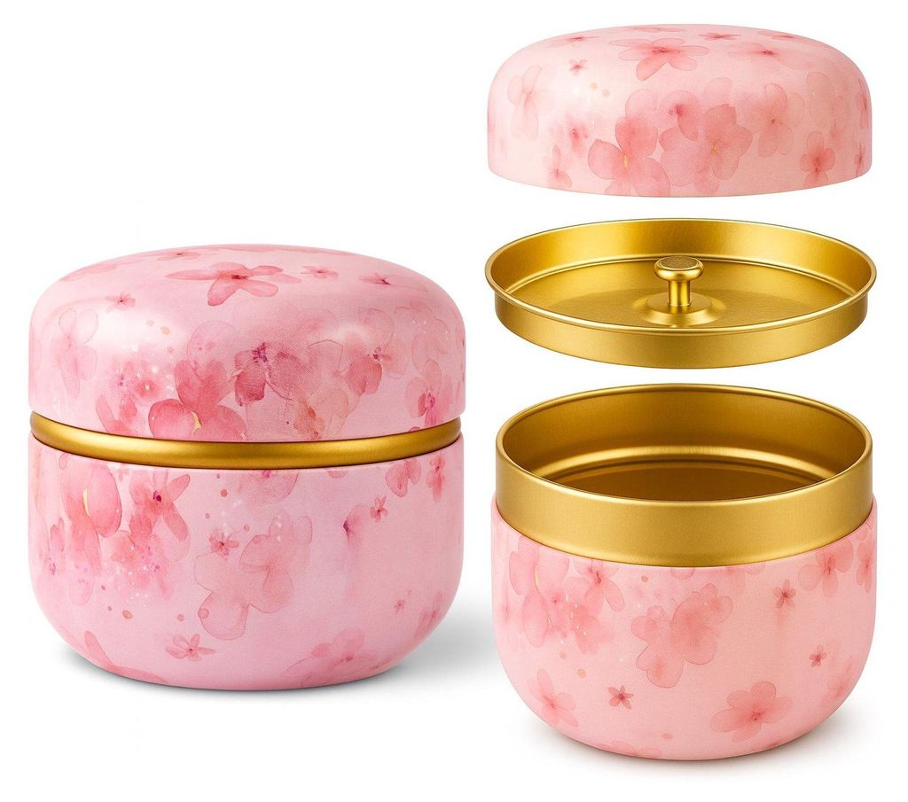 Chazutsu Matcha Teedose aus Metall: japanisches Design, pink