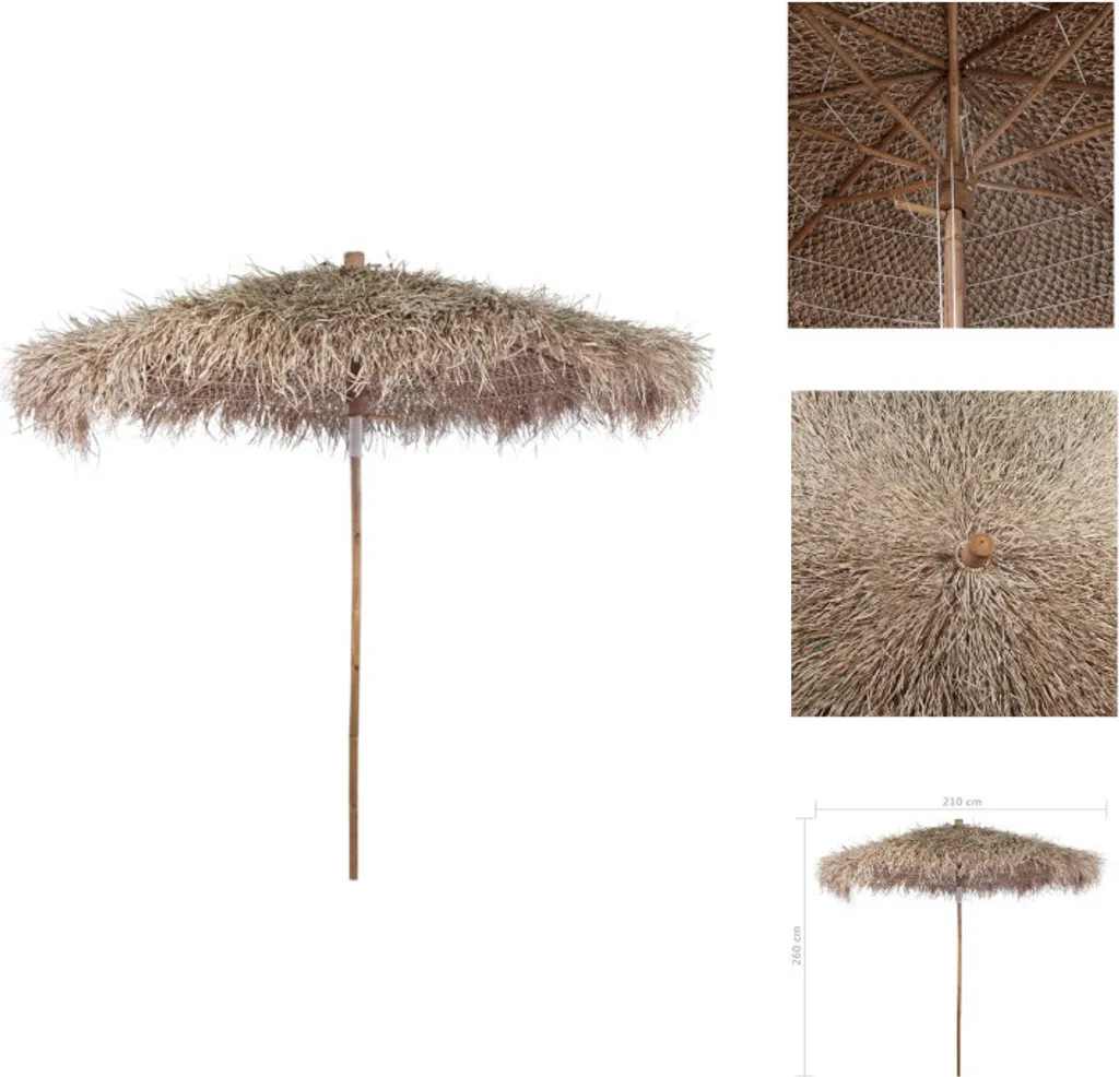 vidaXL Parasol en Bambou Toit Feuille de Bananier 210 cm - Design Tropical