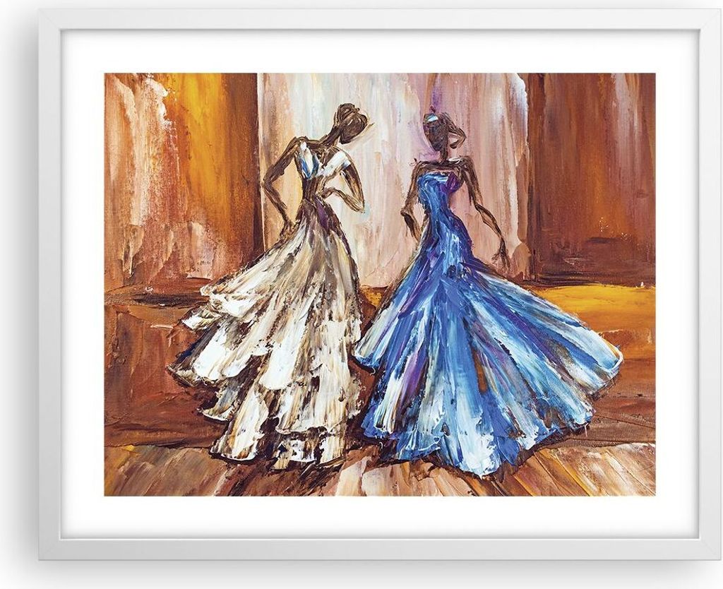 Gerahmtes Poster - Weißer Rahmen - Frauen Kleider Öl - 50x40 cm - Wand Bild - Wanddeko - Wandbilder - Kunstposter - Wandposter - Bilderrahmen - B...