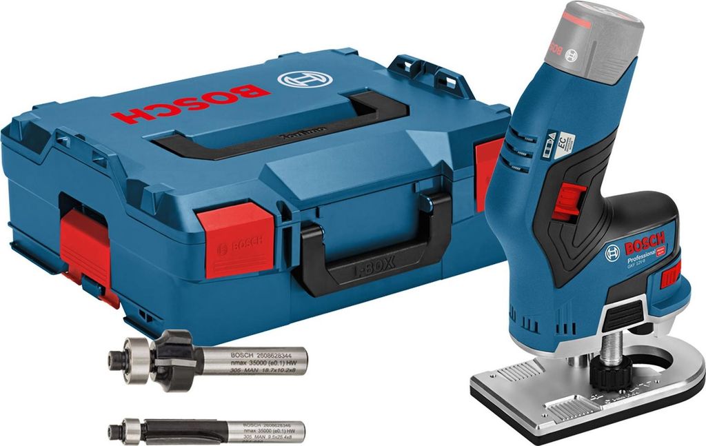 Bosch Akku-Kantenfräse GKF 12V-8 Solo inkl. 2x Fräser in L-Boxx