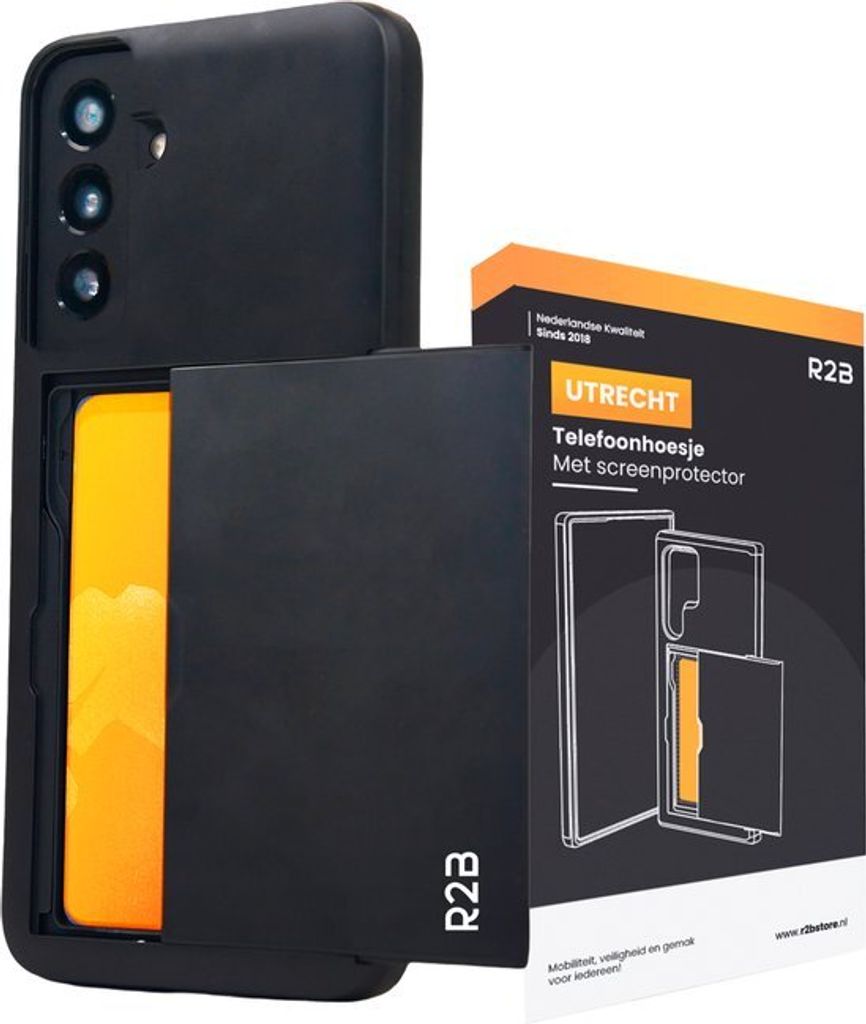 R2B Hoesje geschikt voor Samsung Galaxy A16 met Pasjeshouder - 3 Pasjes - Screenprotector - Telefoonhoesjes - Gsm Hoesje geschikt voor Samsung Gala...