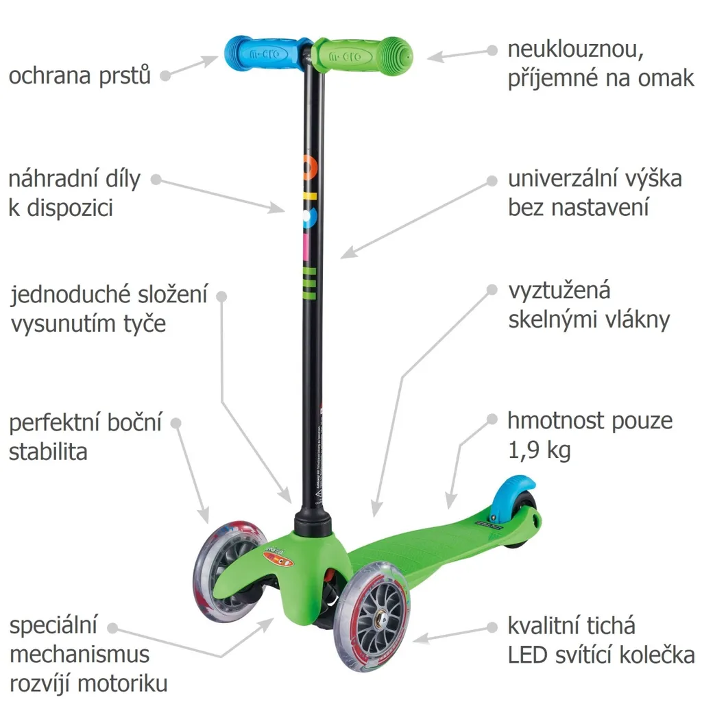 Mini Micro Classic Green LED, trottinette stable contre les chutes - 3