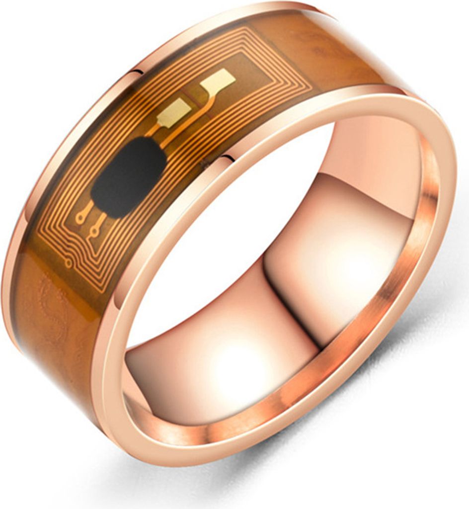 NFC-Edelstahl-Telefonchip, tropfendes Öl, Dual-Drachenmuster, Smart-Ring-Geschenk-Roségoldring US 8