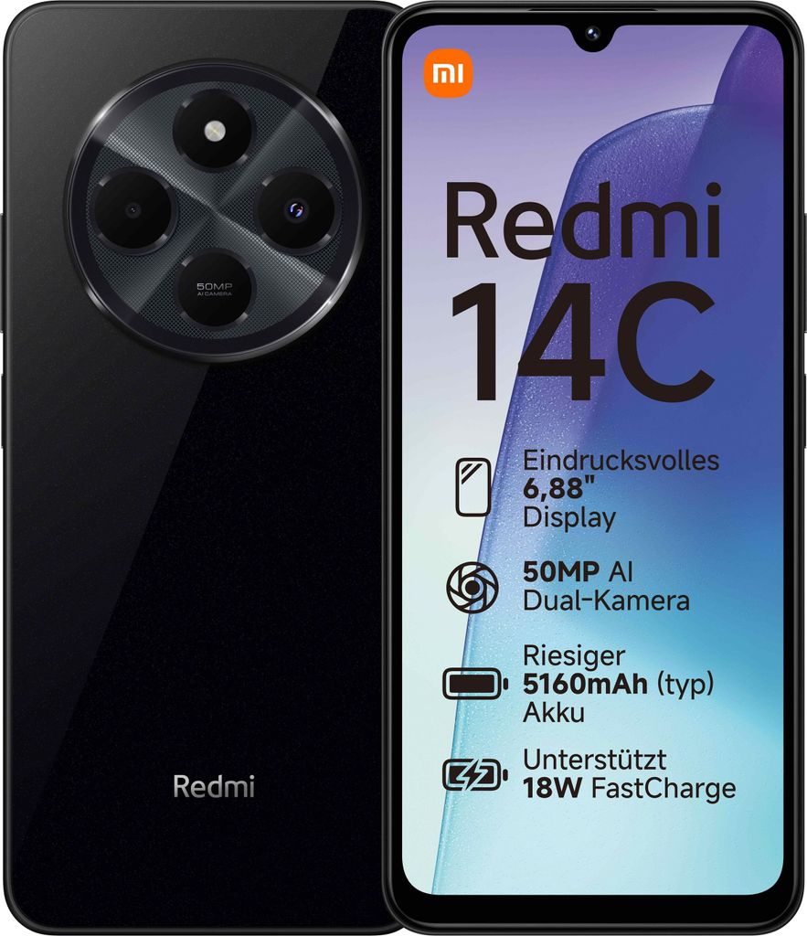 ま*遇様 Xiaomi Redmi 14C 128GB 本体 ブラック(5 台) Xiaomi Redmi 14C 4/128GB Midnight Black 120Hz - Smartfony i