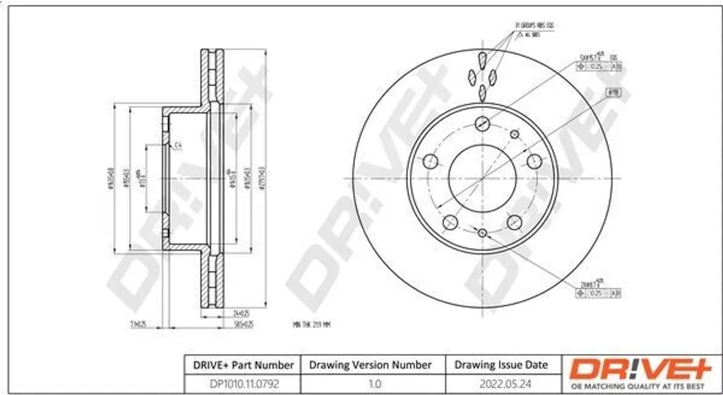 Disque de frein avant pour Citroën Jumper et Peugeot Boxer - Qualité OE