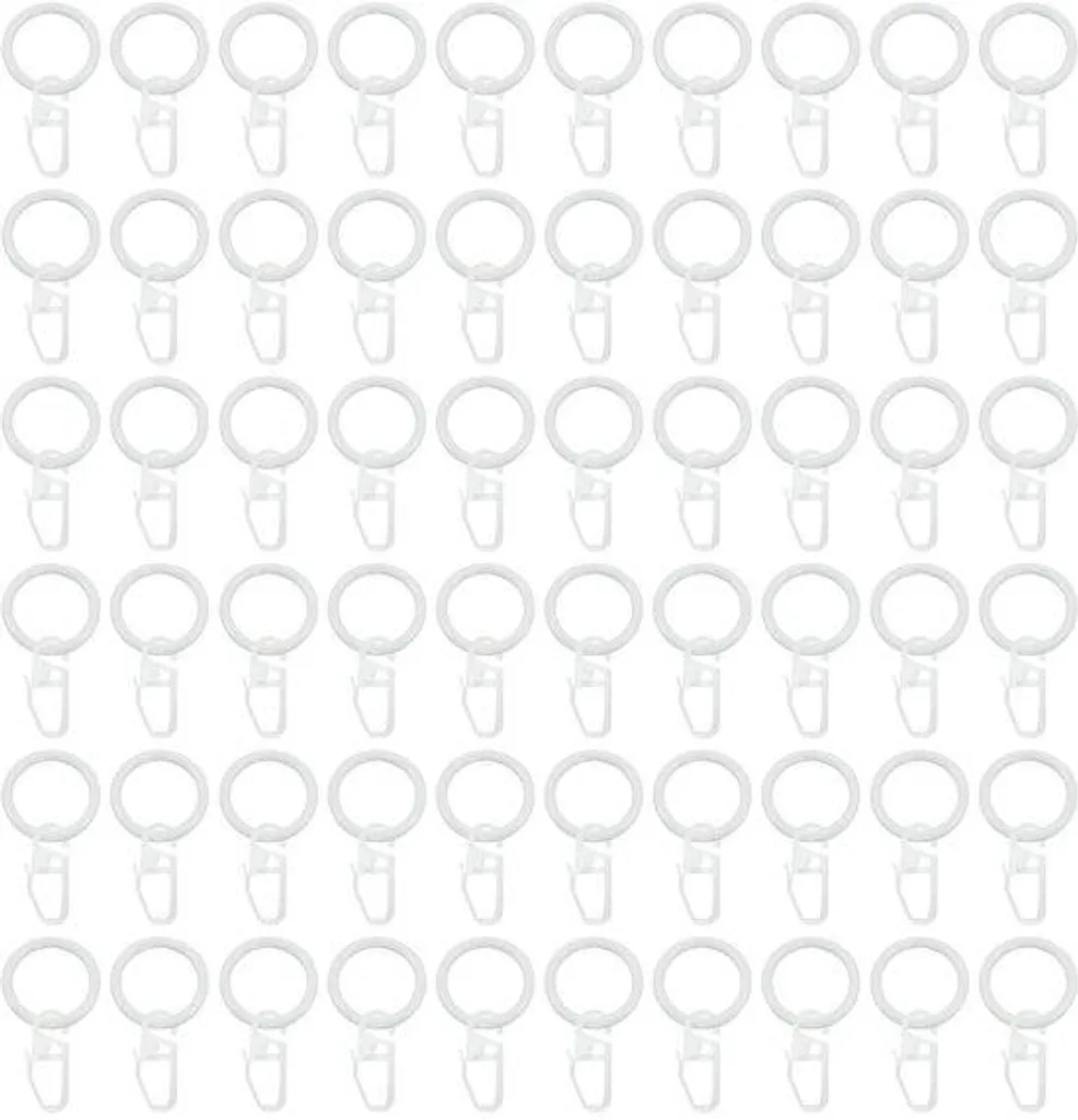 Anneaux de rideaux blancs 30 mm robustes avec pinces et pose facile