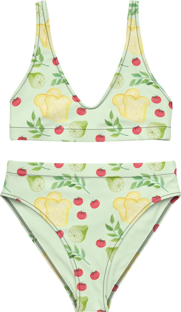 Mr. & Mrs. Panda Bikini Küchenmagie Design Größe S - Weiß - Geschenk, Zweiteiler, Küche, Bademode, Kochen, Kräuter, Tomaten, Bikinihose, Biki...