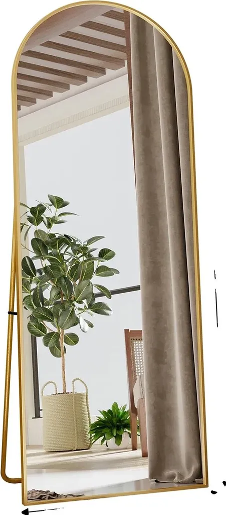 Grand miroir d'essayage doré 165x60cm idéal pour dressing et garde-robe