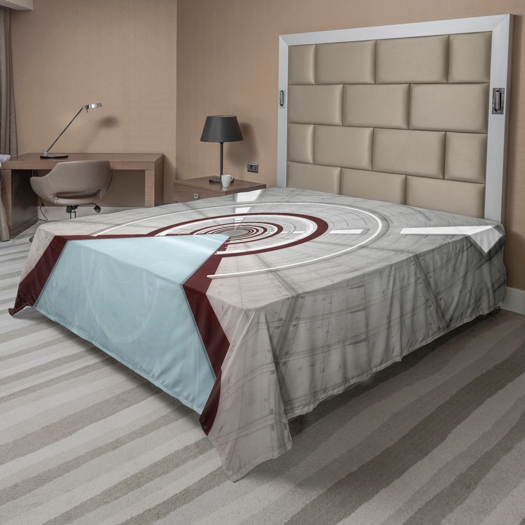 ABAKUHAUS Futuristisch Bettlaken, Futuristischer Korridor Mit Einfacher Zukunftsroman Architektur Illustrations Druck, weiches bequemes oberes Bett...