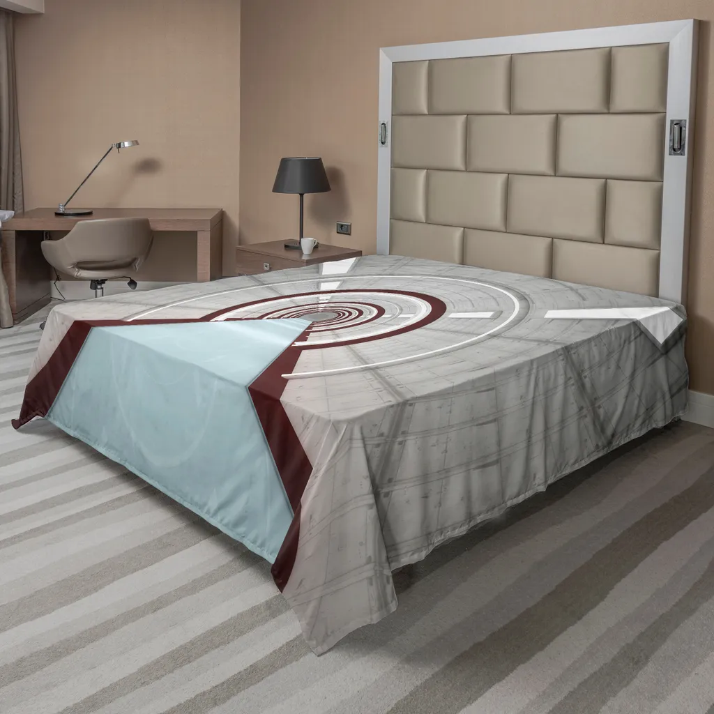 Drap plat gris sans plis motif futuriste, literie douce et facile d'entretien