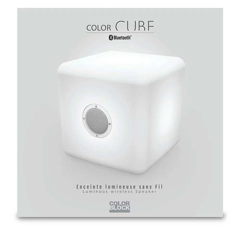 Haut-Parleur Bluetooth Étanche Cube L Lumineux pour Jardin et Terrasse