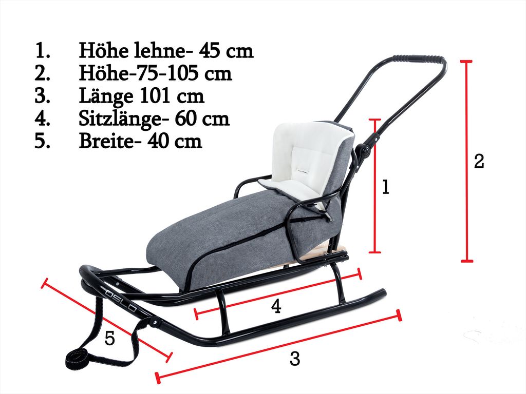 GaGaDumi Oslo Schlitten Aus Metall Mit Rücklehne M Produktbild-Vorschau 2