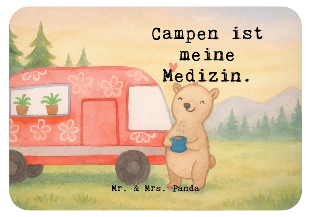 Mr. & Mrs. Panda magnet Bär Camper Design - Weiß - Geschenk, wandmagnet, Urlaub, holzmagnet, Wohnmobil, Campen, Sportart, whiteboardmagnet, Zelte...