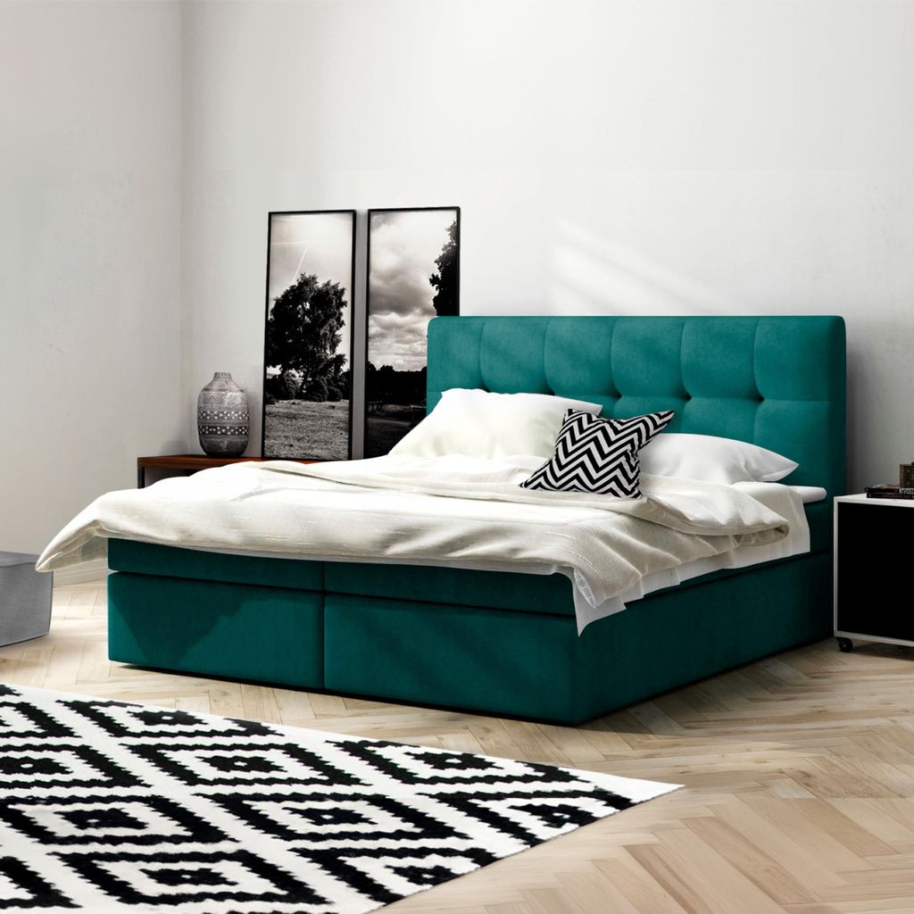 Boxspringbett 160x200cm mit Bettkasten - Bett mit Matratze und 2 Bettkästen - Schlafzimmerbett mit Topper - Bequem Doppelbett Holly Fresh30