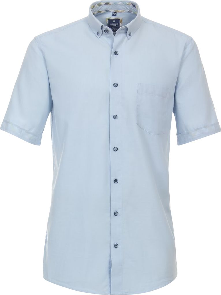 REDMOND Kurzarmhemd mit Brusttasche Hellblau M