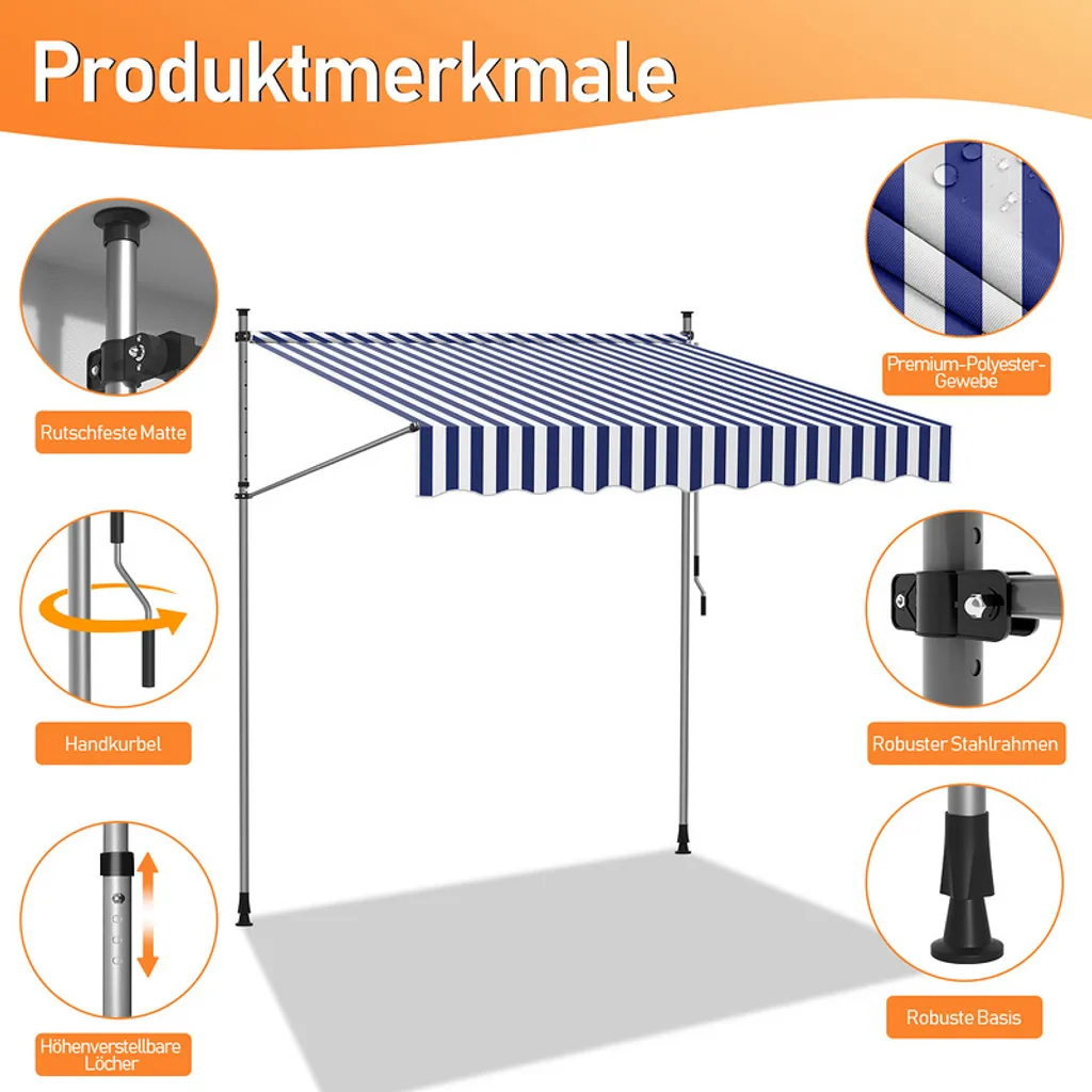 Tenda da Sole Balcone 400x120 TolleTour | Regolabile e Senza Buche - 3