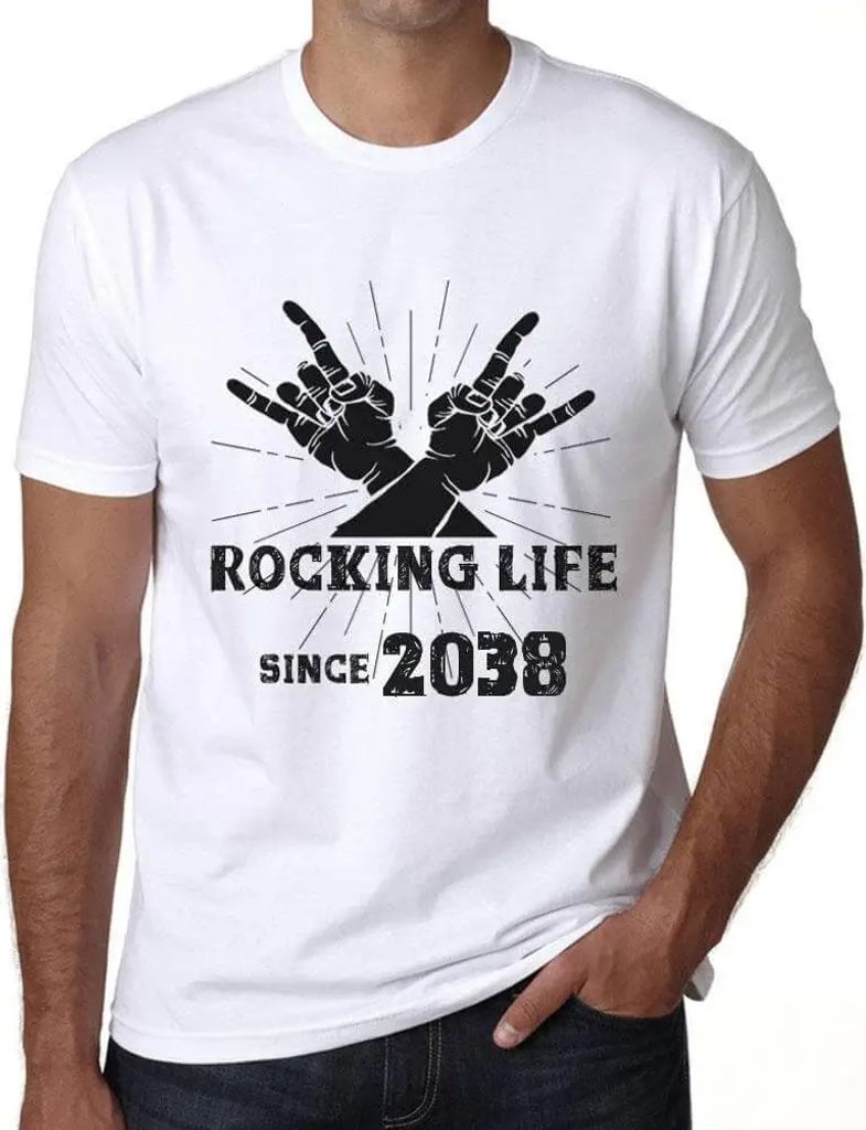 Herren Grafik T-Shirt Das Leben rocken seit 2038 – Rocking Life Since 2038 – Öko-Verantwortlich Vintage Jahrgang Kurzarm Lustige Druck Geburtstag