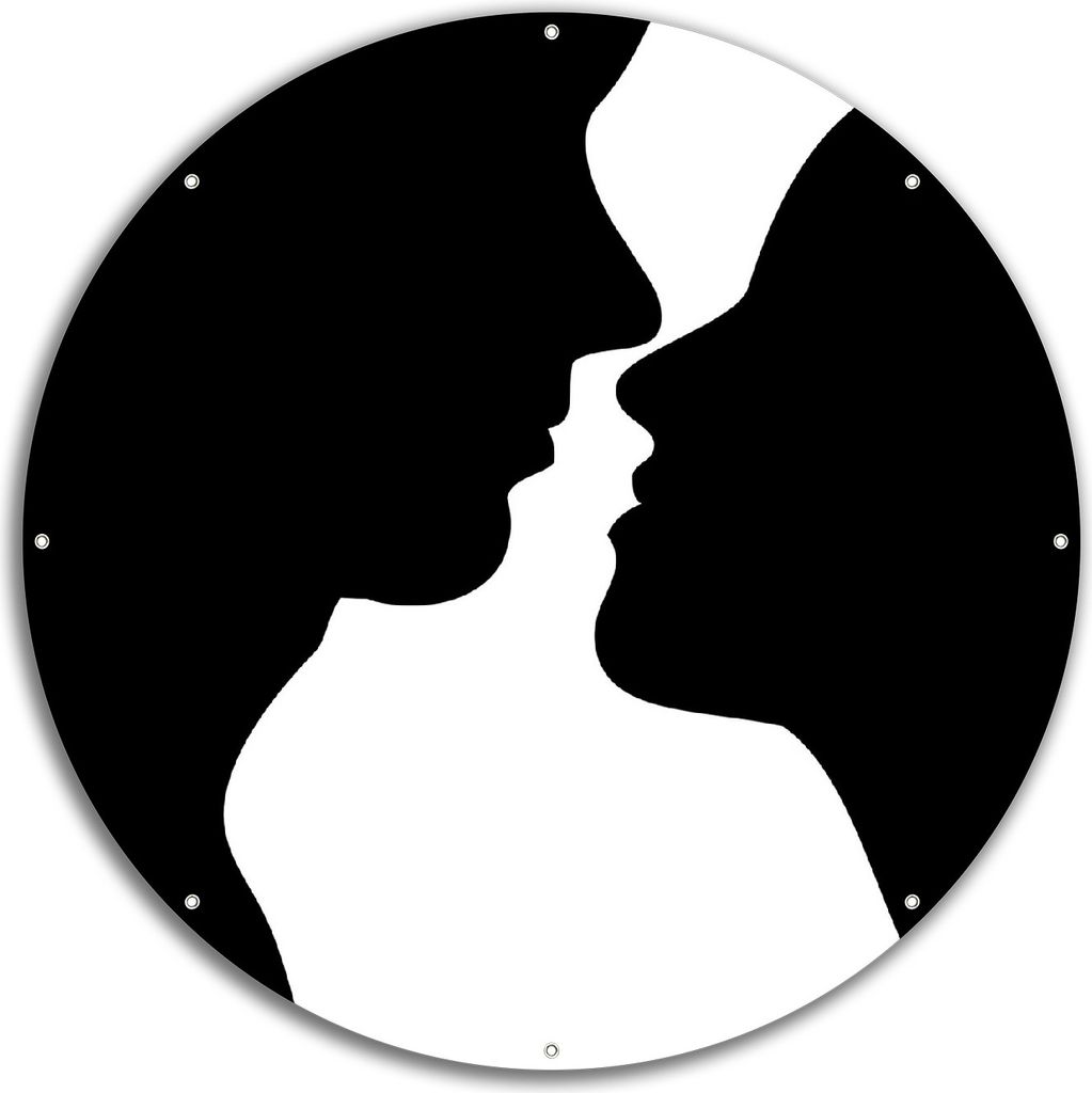 Wallario rundes Outdoor-Poster für Garten oder Balkon, Motiv Mann und Frau, 60 cm Durchmesser