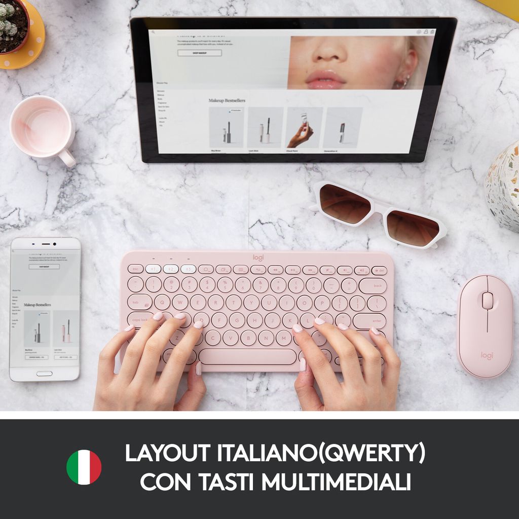 Logitech K380 Multi-Device, mini, bezprzewodowa, Bluetooth, Zdjęcie produktu 2