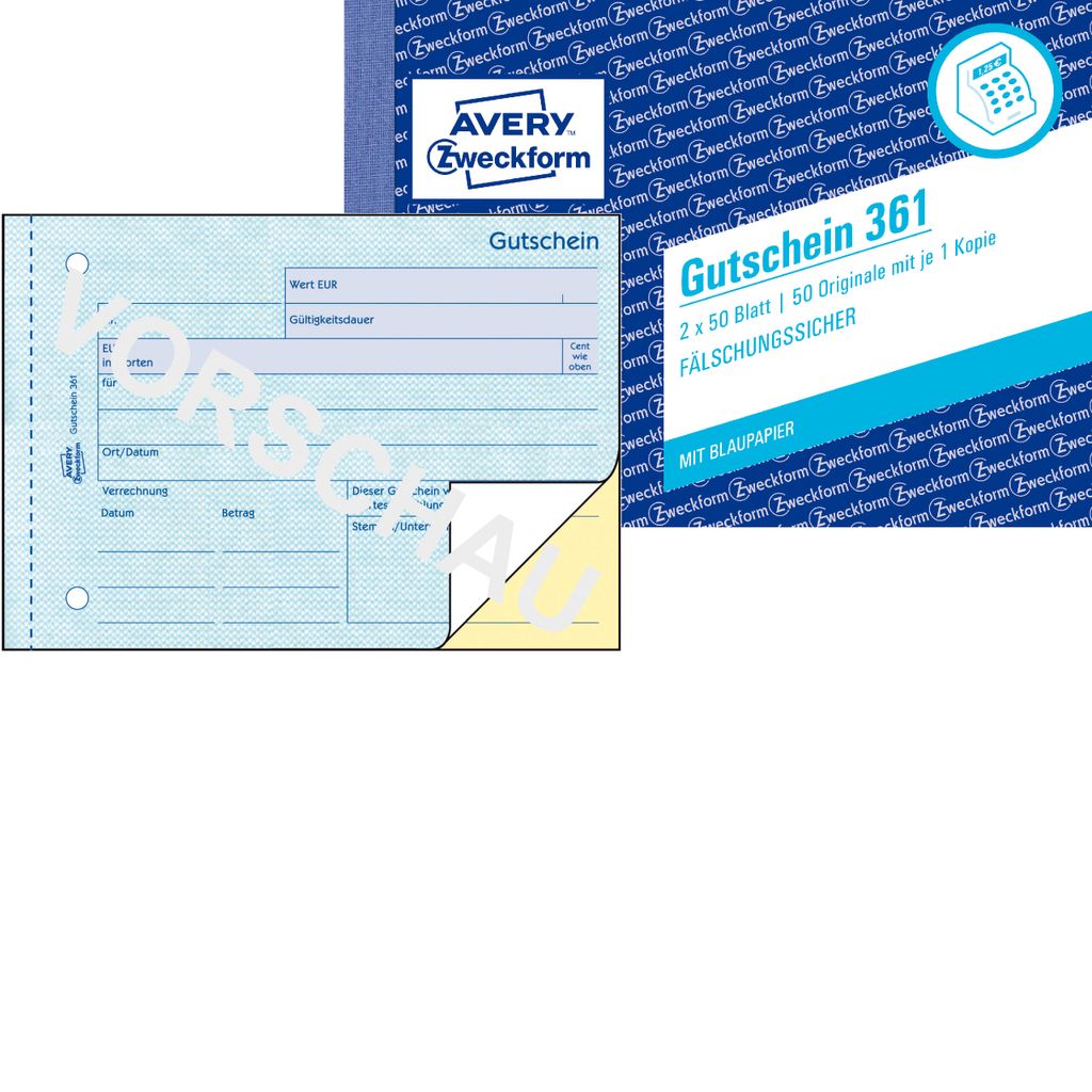 Avery Zweckform® 361 361 Voucher, DIN A6 orizzontale, a Immagine del prodotto 