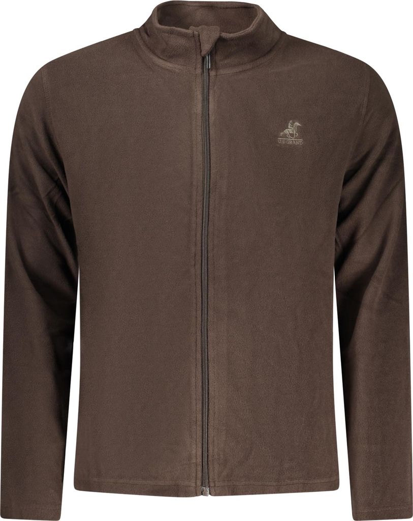 Herren-Fleece-Sweatshirt mit Reißverschluss und Stickerei, braun