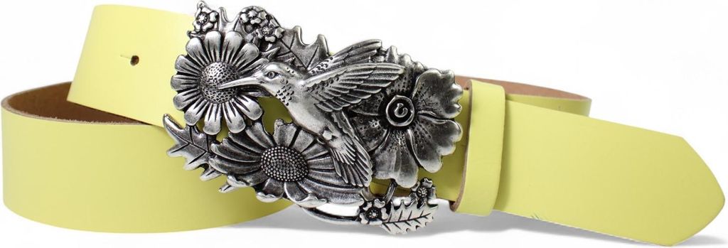 FRONHOFER Damen Ledergürtel 4 cm Kolibri Gürtelschnalle silber, echt Leder