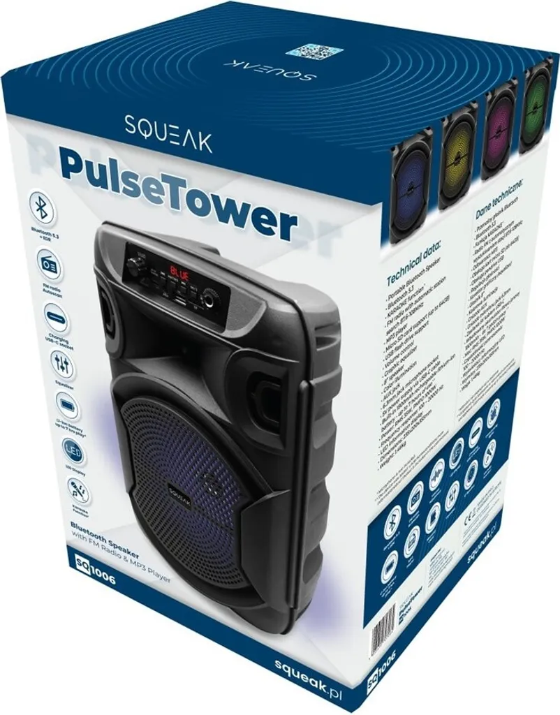 Squeak PulseTower SQ1006: Altoparlante Bluetooth 5.3 Karaoke e Party - 4