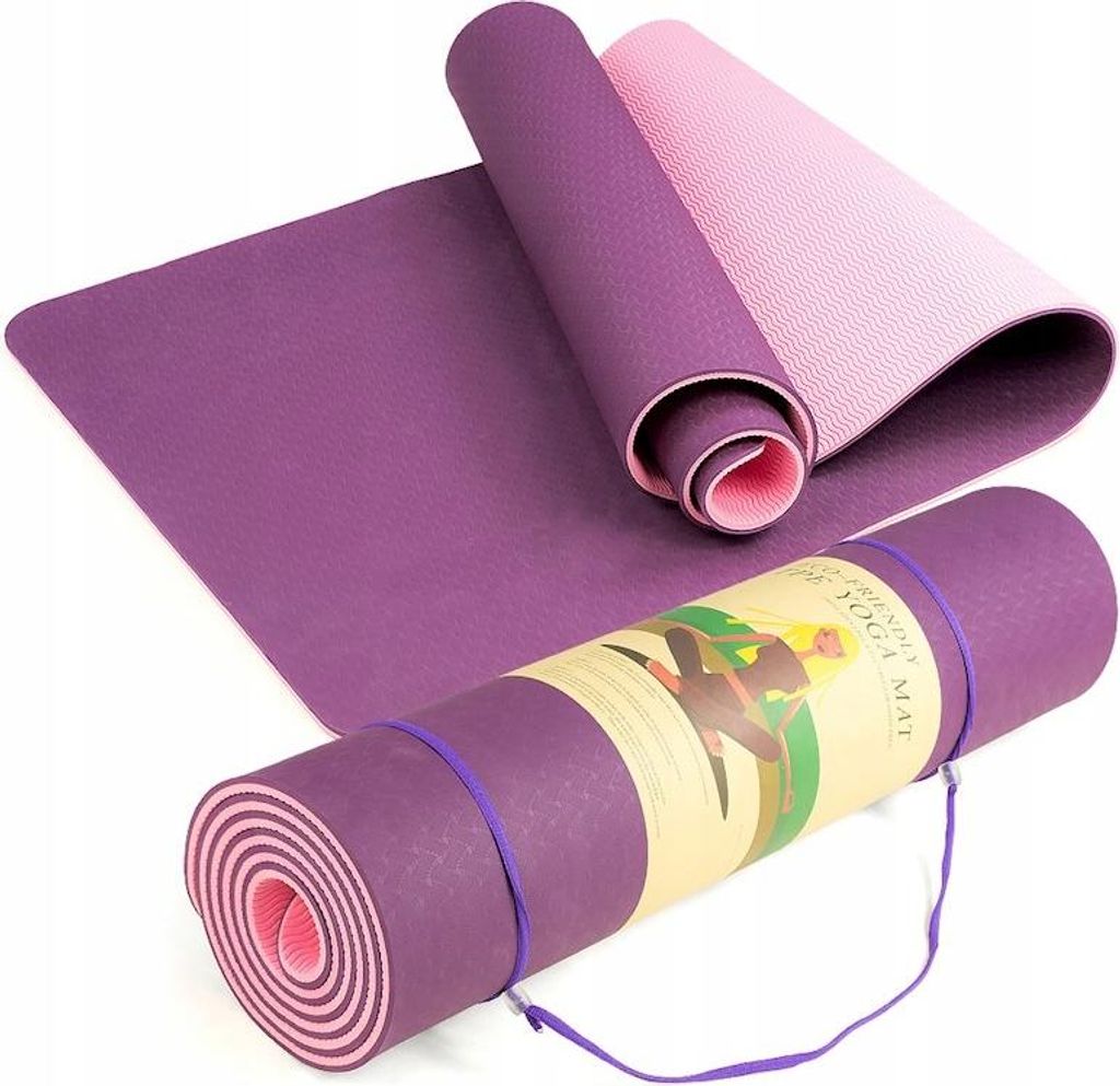 Premium Yogamatte Rutschfest TPE - Umweltfreundliche Gymnastikmatte Zweifarbig 183cm