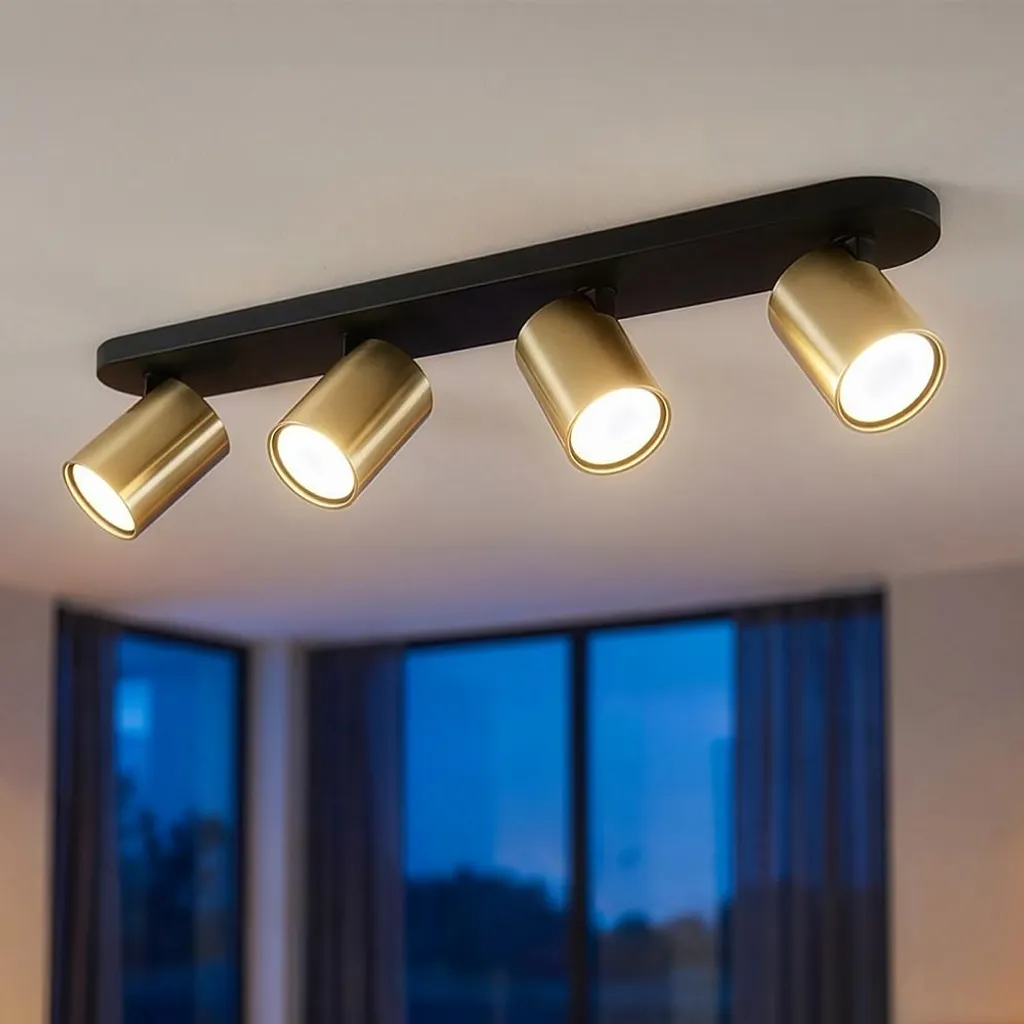Plafonnier Quadruple MALGA : Solution Éclairage Zone Ombre IP20 Noir - 3